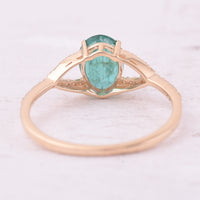 1.03 Ct Oval Mixed Cut Natural Emerald 14K Gold Ring