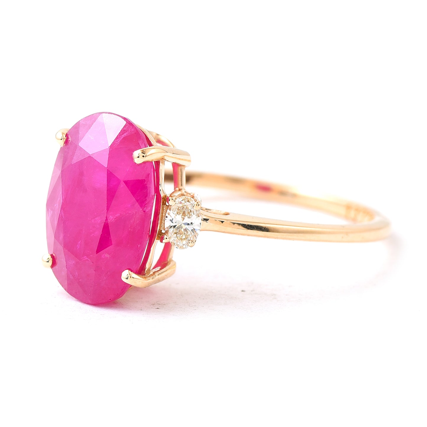1.55 Ct Oval Mixed Cut Natural Ruby 14K Gold Ring