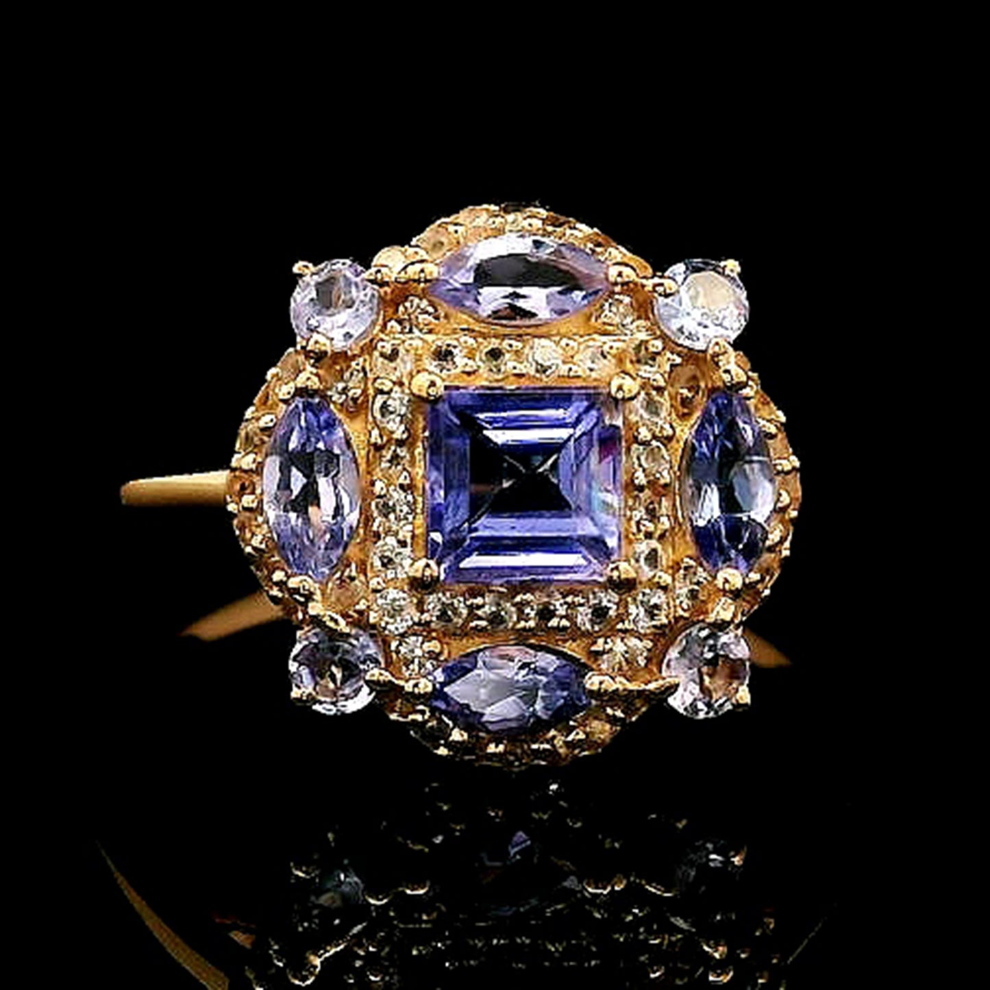 1.03 Ct Square Tanzanite 14K Gold Ring