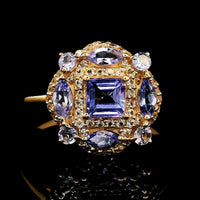 1.03 Ct Square Tanzanite 14K Gold Ring