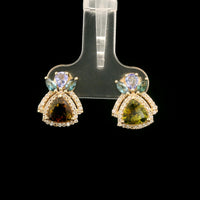 2.23 Ct Trillion Tourmaline 14K Gold Earrings