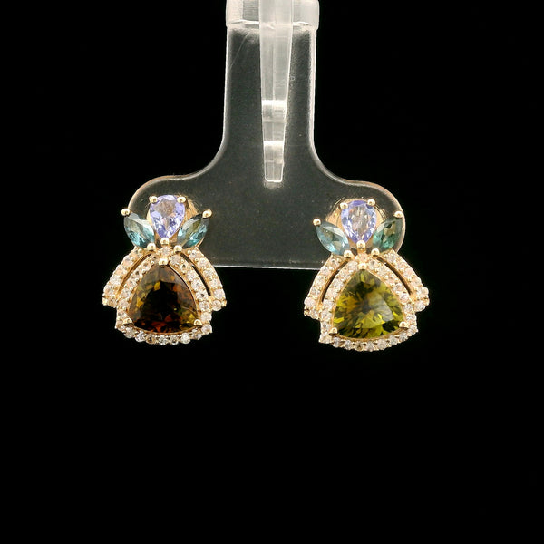 2.23 Ct Trillion Tourmaline 14K Gold Earrings