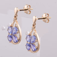 2.27 Ct Pear Natural Tanzanite 14K Gold Earrings
