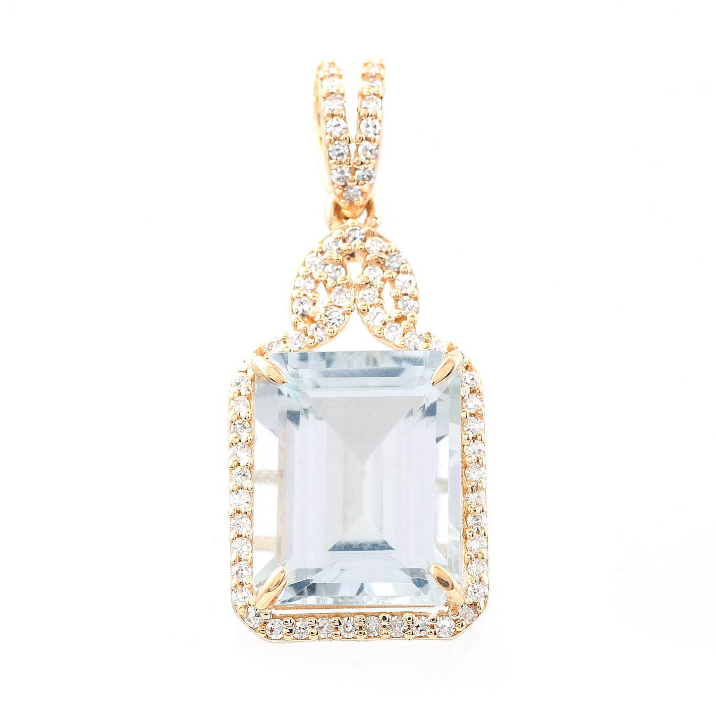3.88 Ct Octagon Step Cut Natural Aquamarine 14K Gold Pendant