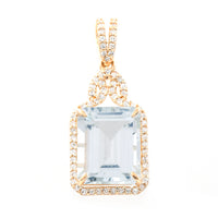 3.88 Ct Octagon Step Cut Natural Aquamarine 14K Gold Pendant
