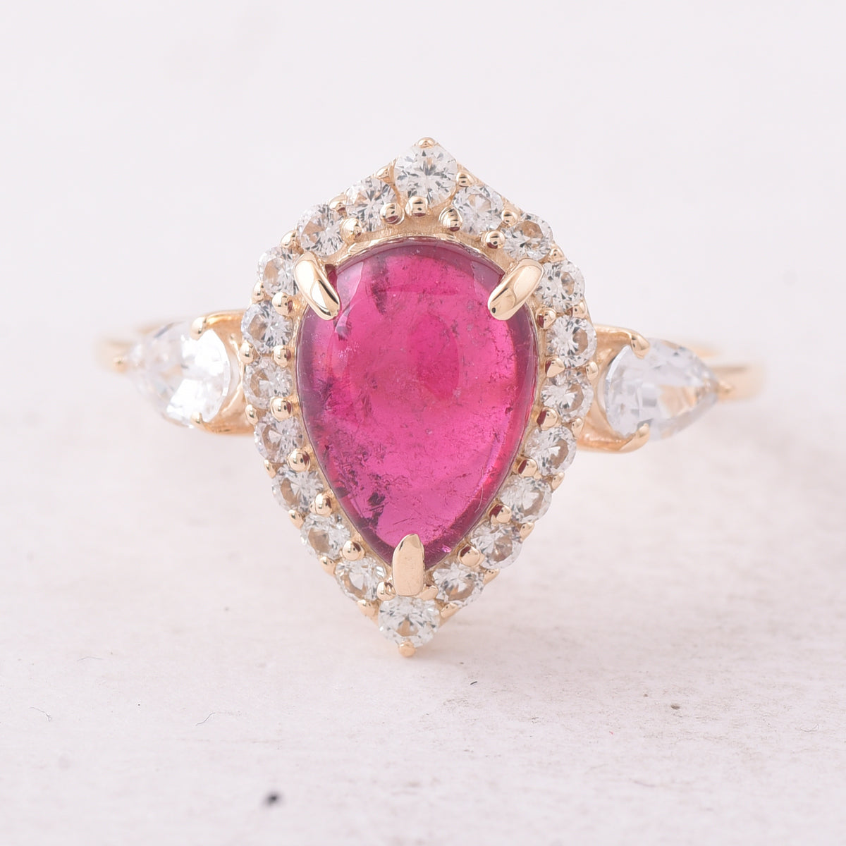 3.05 Ct Pear Tourmaline 9K Gold Ring