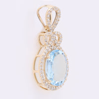 2.29 Ct Oval Mixed Cut Natural Aquamarine 14K Gold Pendant