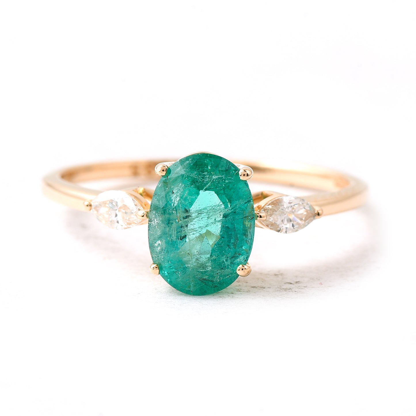 1.55 Ct Oval Emerald 14K Gold Ring