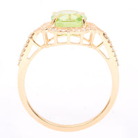 2.31 Ct Cushion Mixed Cut Natural Peridot 14K Gold Ring