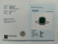 1.69 Ct Octagon Step Cut Natural Emerald 950 Platinum Ring
