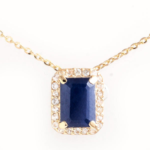 1.64 Ct Octagon Sapphire 14K Gold Pendant