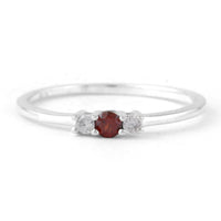 0.27 Ct Round Garnet, Cubic Zirconia, 925 Sterling Silver Ring