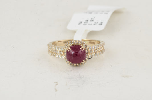 2.36 Ct Cushion Ruby 14K Gold Ring