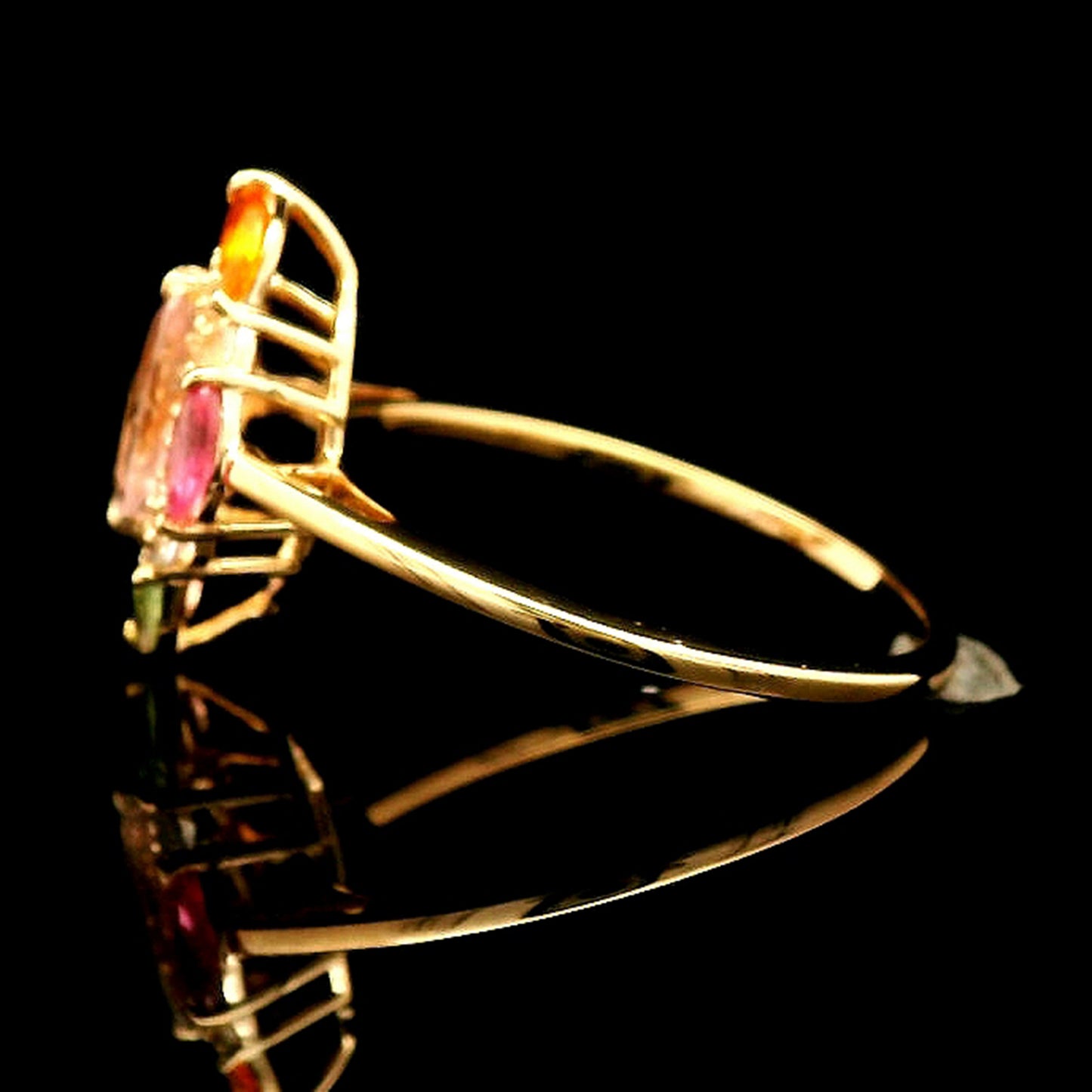 1.22 Ct Marquise Multi Sapphire 14K Gold Ring