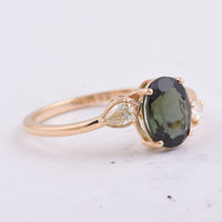 1.57 Ct Oval Natural Green Tourmaline 14K Gold Ring