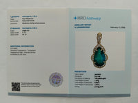 1.67 Ct Pear Mixed Cut Natural Emerald 14K Gold Pendant