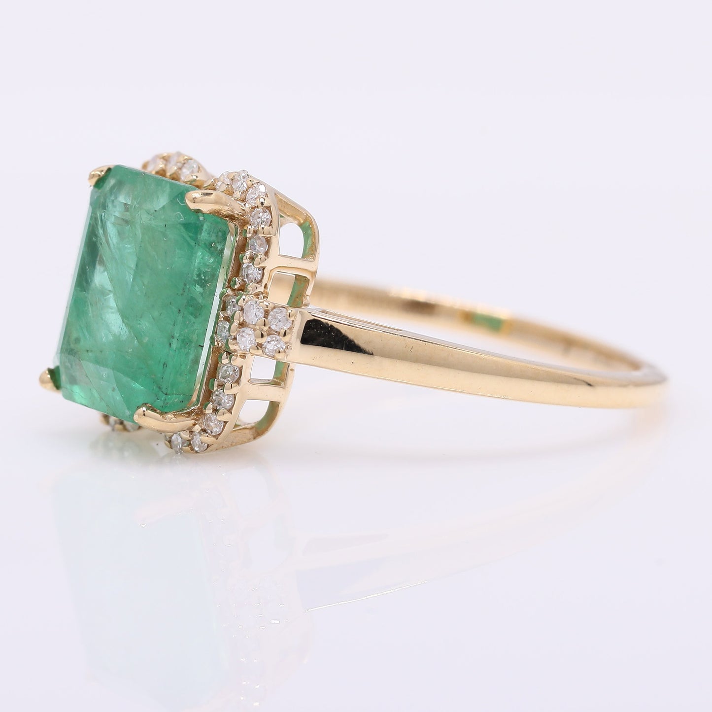 2.96 Ct Octagon Step Cut Natural Emerald 14K Gold Ring