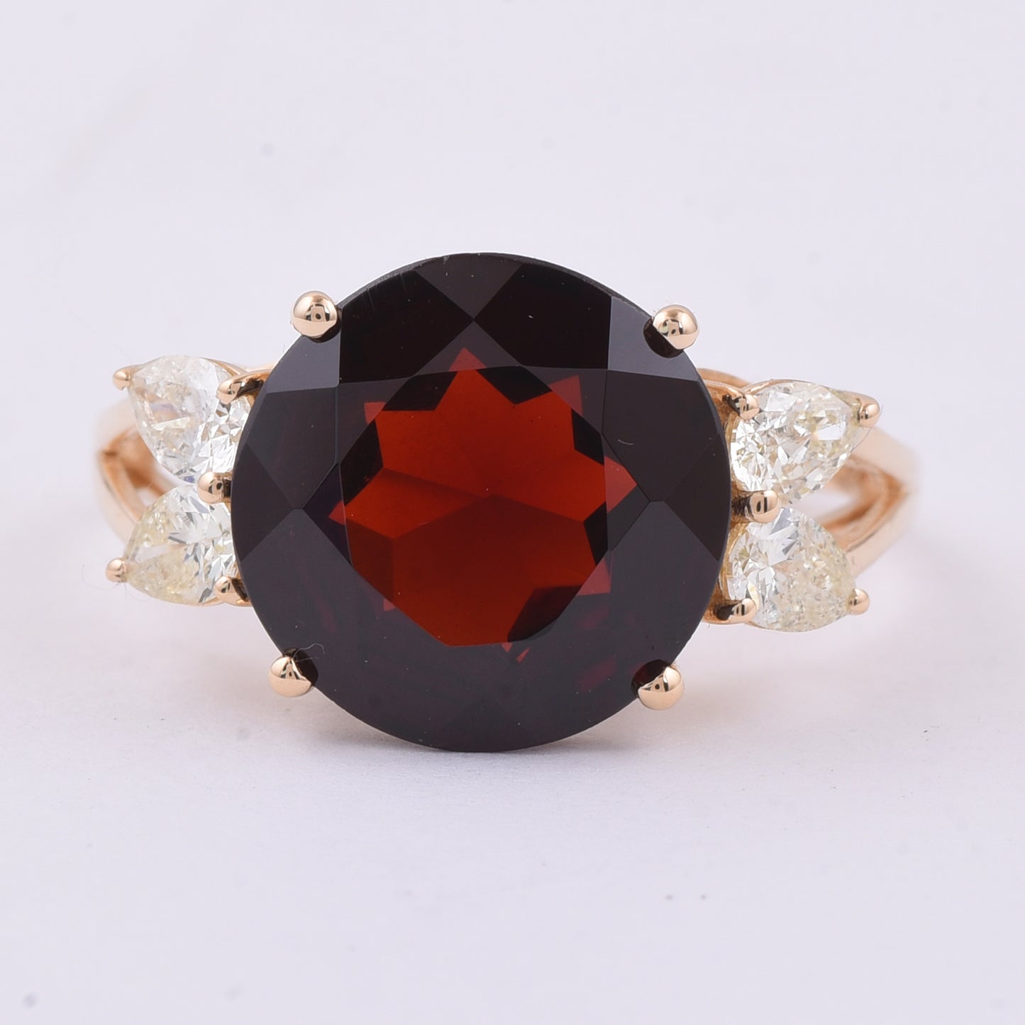 6.11 Ct Round Natural Garnet 14K Gold Ring
