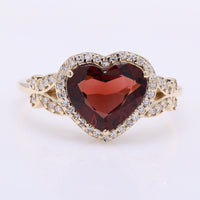 2.13 Ct Heart Mixed Cut Natural Garnet 14K Gold Ring