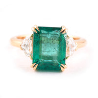 6.11 Ct Octagonal Step Cut Natural Beryl Emerald 18K Gold Ring