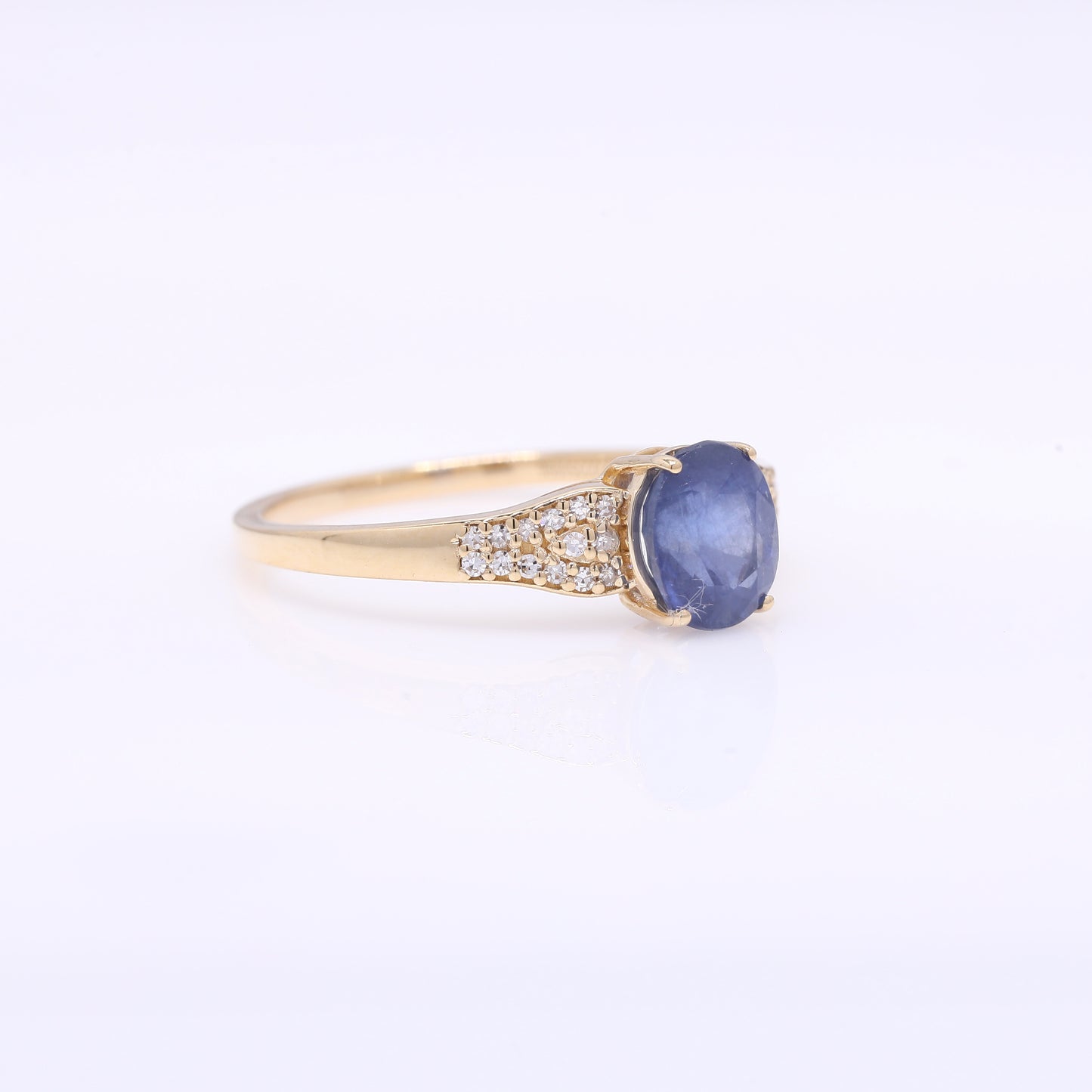 1.48 Ct Oval Mixed Cut Natural Sapphire 14K Gold Ring