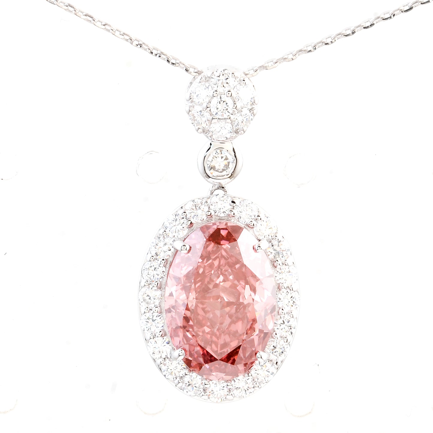 5.77 Carats Pink Lab Grown Diamond 14K Gold Pendant