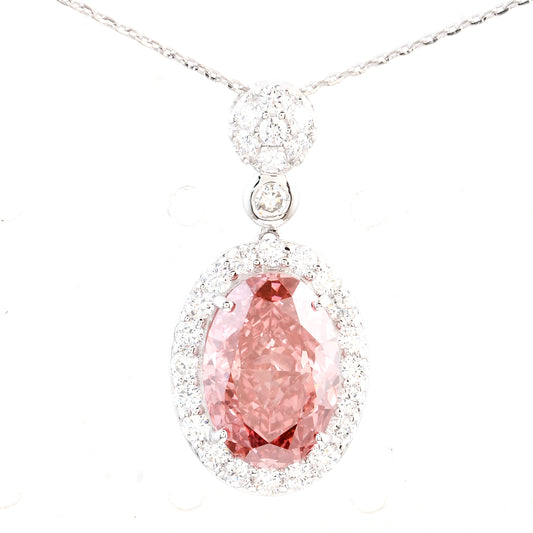 5.77 Carats Pink Lab Grown Diamond 14K Gold Pendant
