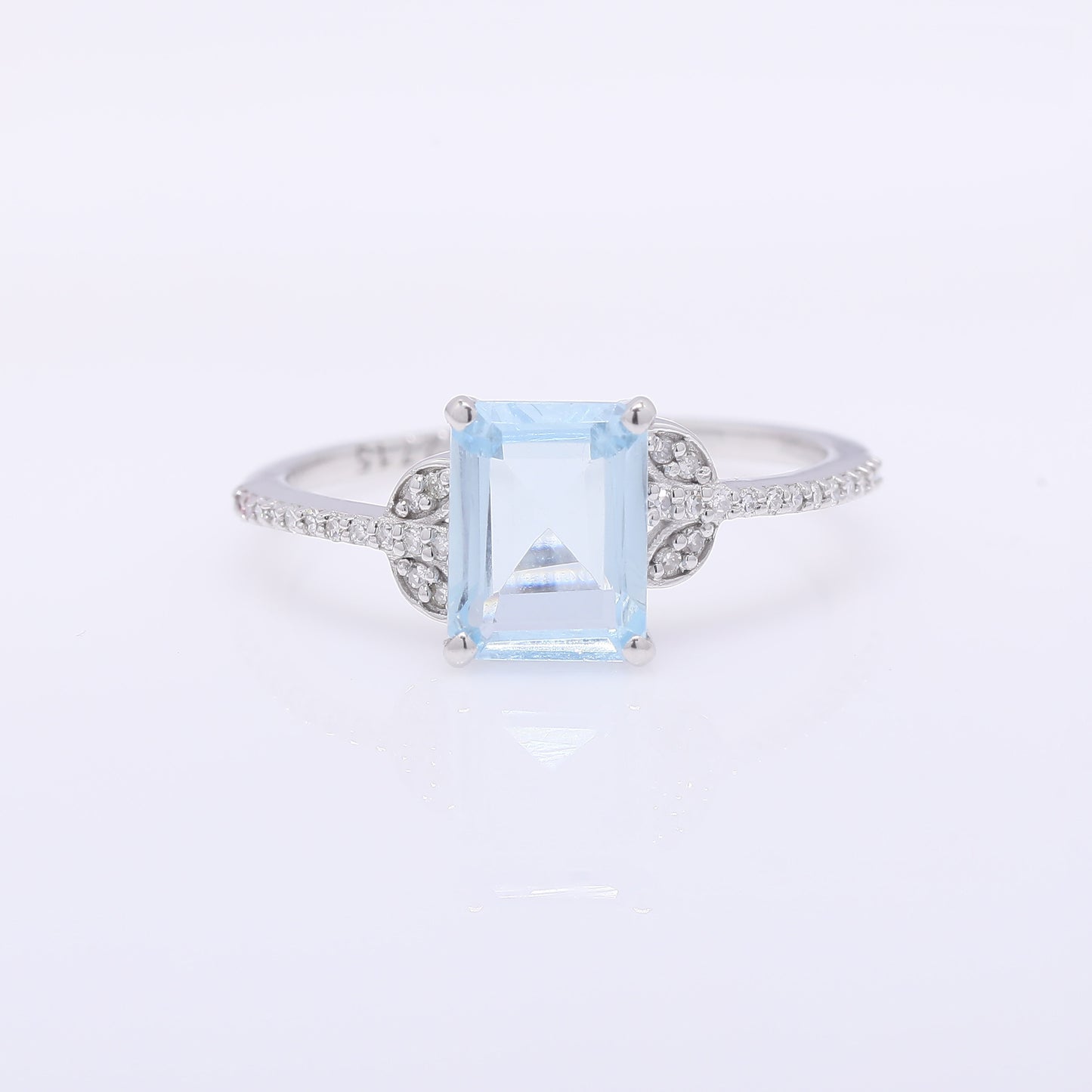1.35 Ct Octagon Step Cut Natural Aquamarine 950 Platinum Ring