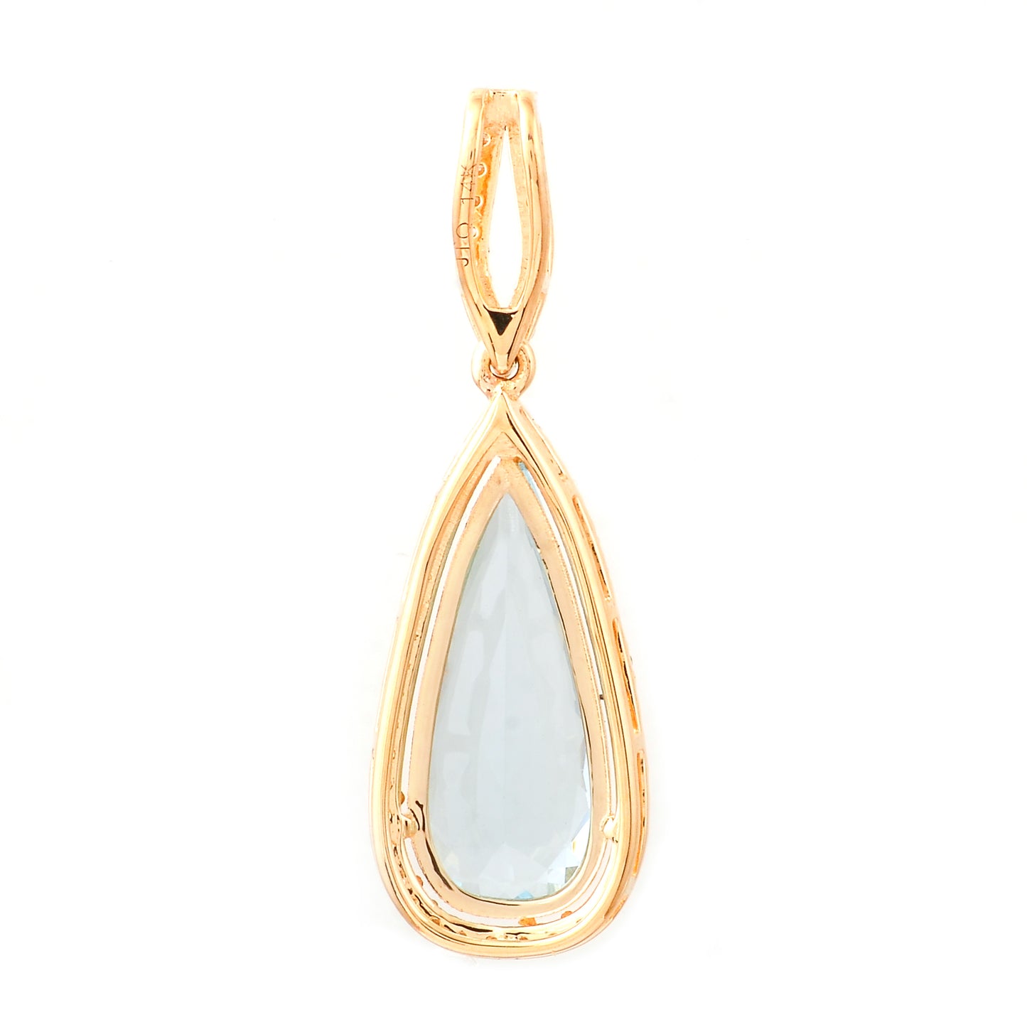 2.15 Ct Pear Mixed Cut Natural Aquamarine 14K Gold Pendant