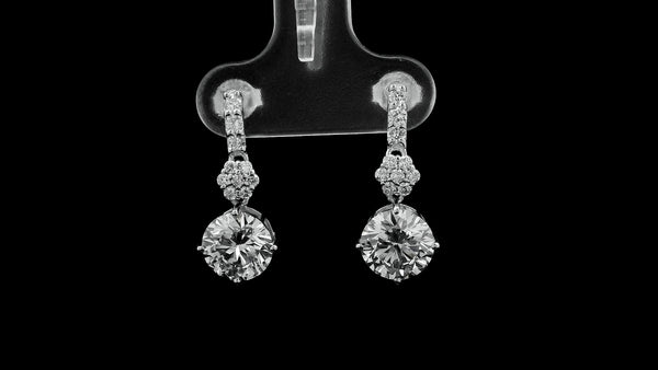 3.31 Carats Lab Grown Diamond 14K Gold Earrings