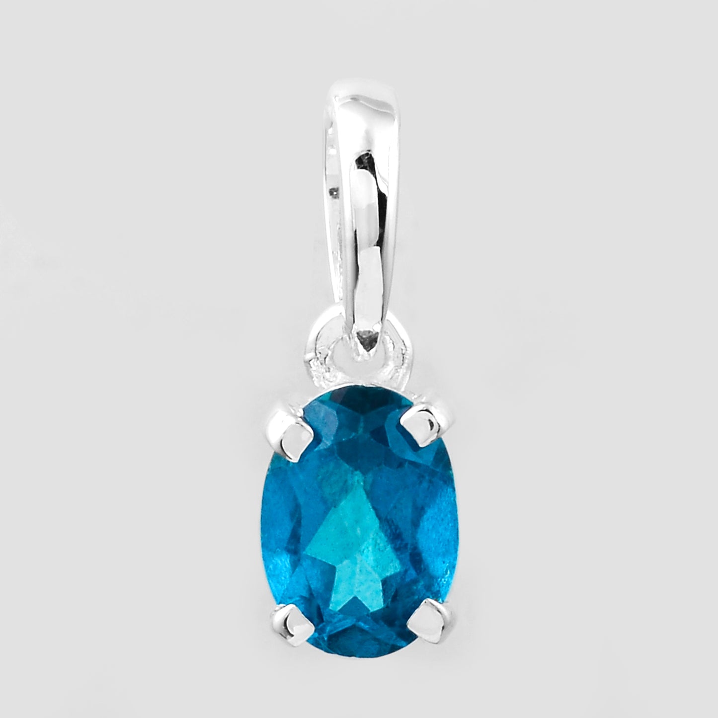 0.90 Ct Oval Pariba Topaz, 925 Sterling Silver Pendant