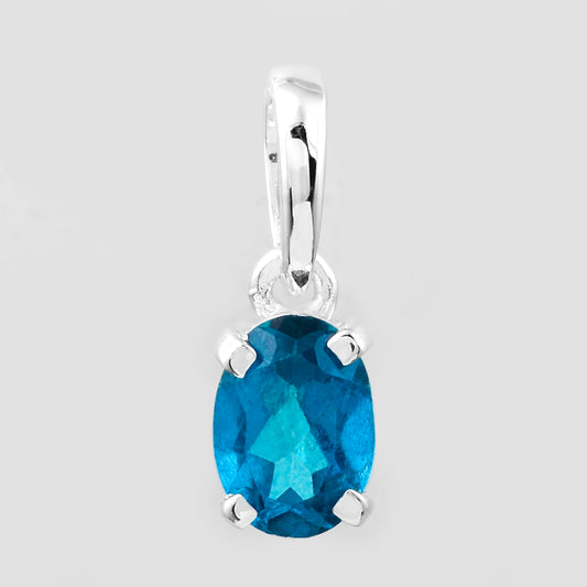 0.90 Ct Oval Pariba Topaz, 925 Sterling Silver Pendant