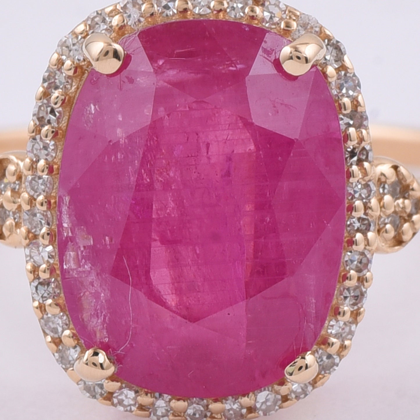 4.76 Ct Cushion Natural Ruby 14K Gold Ring