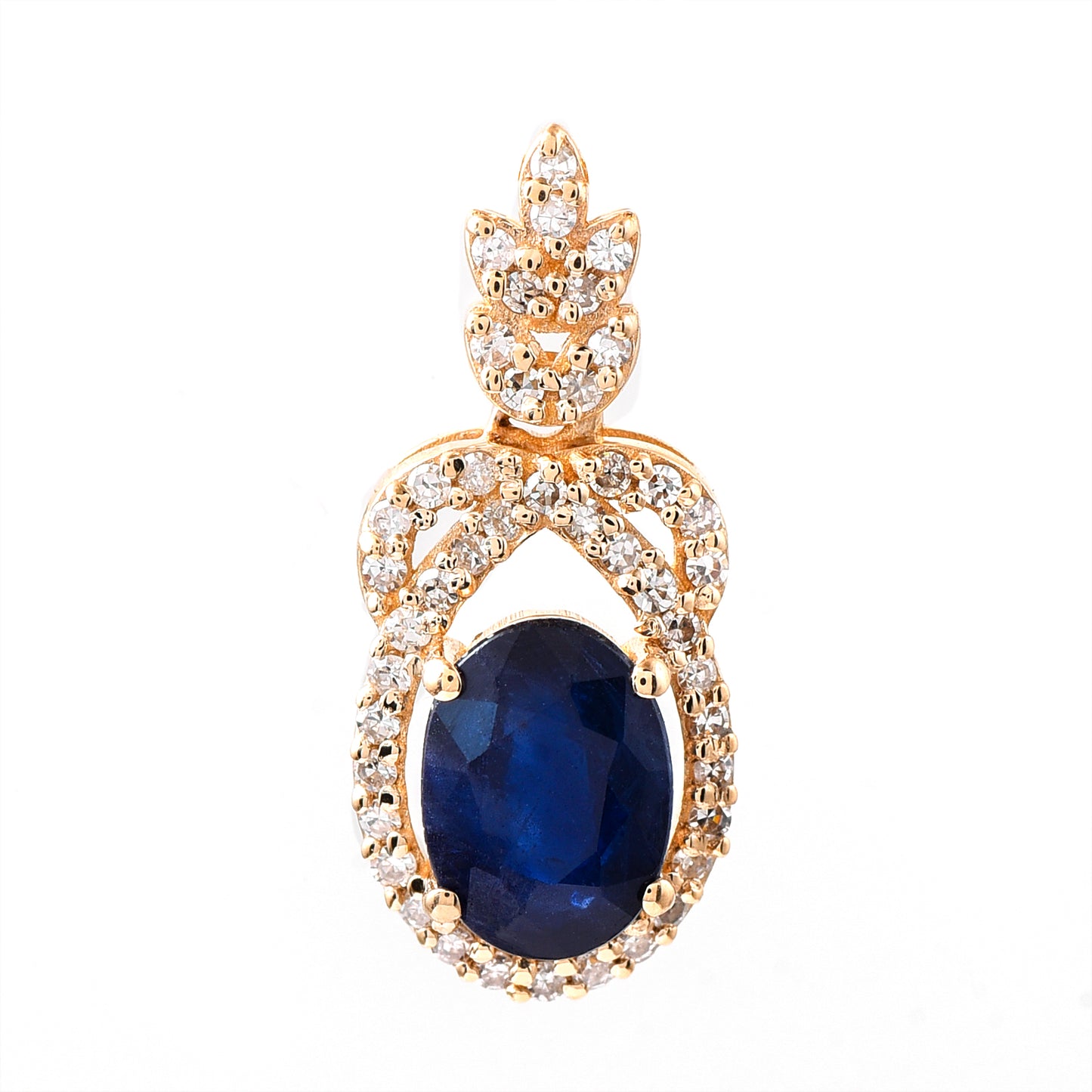 1.48 Ct Oval Mixed Cut Natural Sapphire 14K Gold Pendant