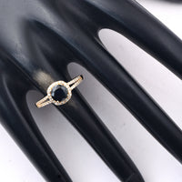 1.29 Ct Round Mixed Cut Natural Sapphire 14K Gold Ring