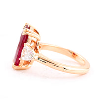 7.22 Ct Oval Cut Natural Corundum Ruby 18K Gold Ring