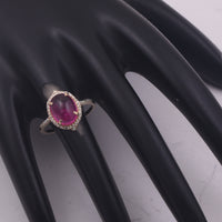 3.20 Ct Oval Cabochon Cut Natural Pink Tourmaline 14K Gold Ring