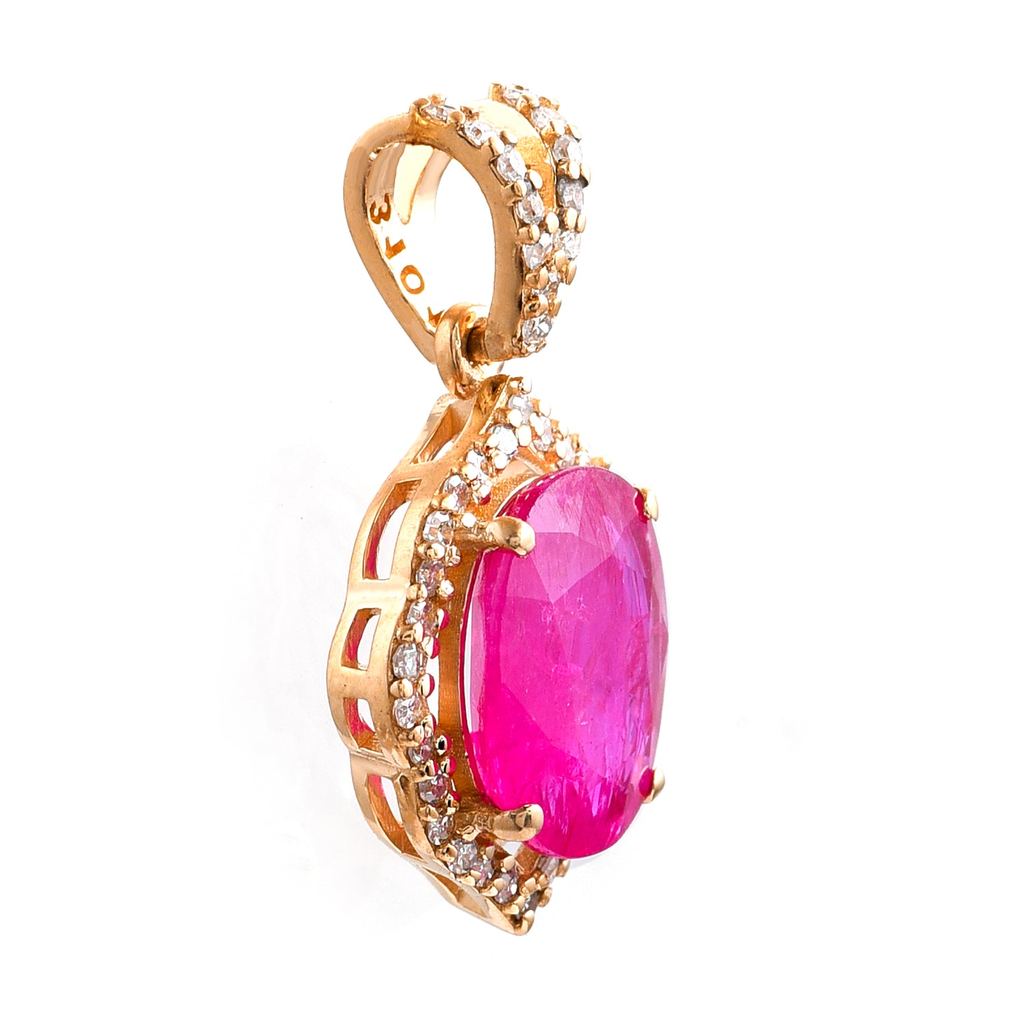 2.20 Ct Oval Mixed Cut Natural Ruby 14K Gold Pendant