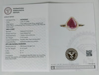 2.33 Ct Pear Mixed Cut Natural Corundum Ruby 14K Gold Ring