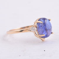 2.75 Ct Oval Cabochon Cut Natural Tanzanite 14K Gold Ring