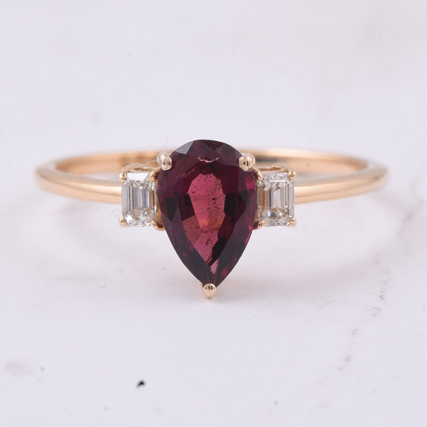 1.09 Ct Pear Natural Pink Tourmaline 14K Gold Ring