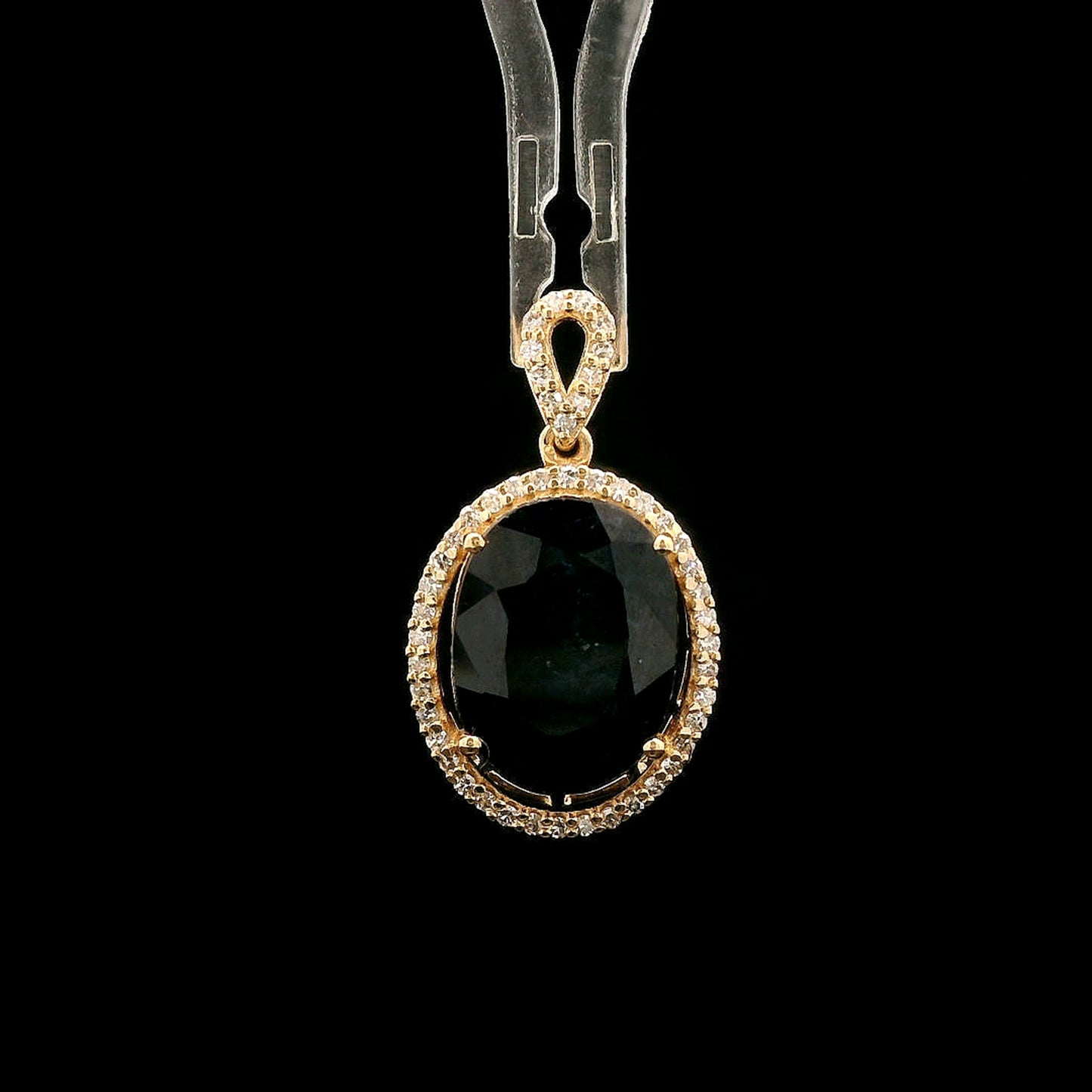 4.57 Ct Oval Mixed Cut Natural Sapphire 14K Gold Pendant