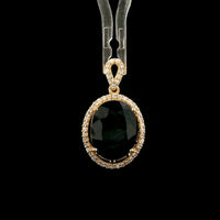 4.57 Ct Oval Mixed Cut Natural Sapphire 14K Gold Pendant