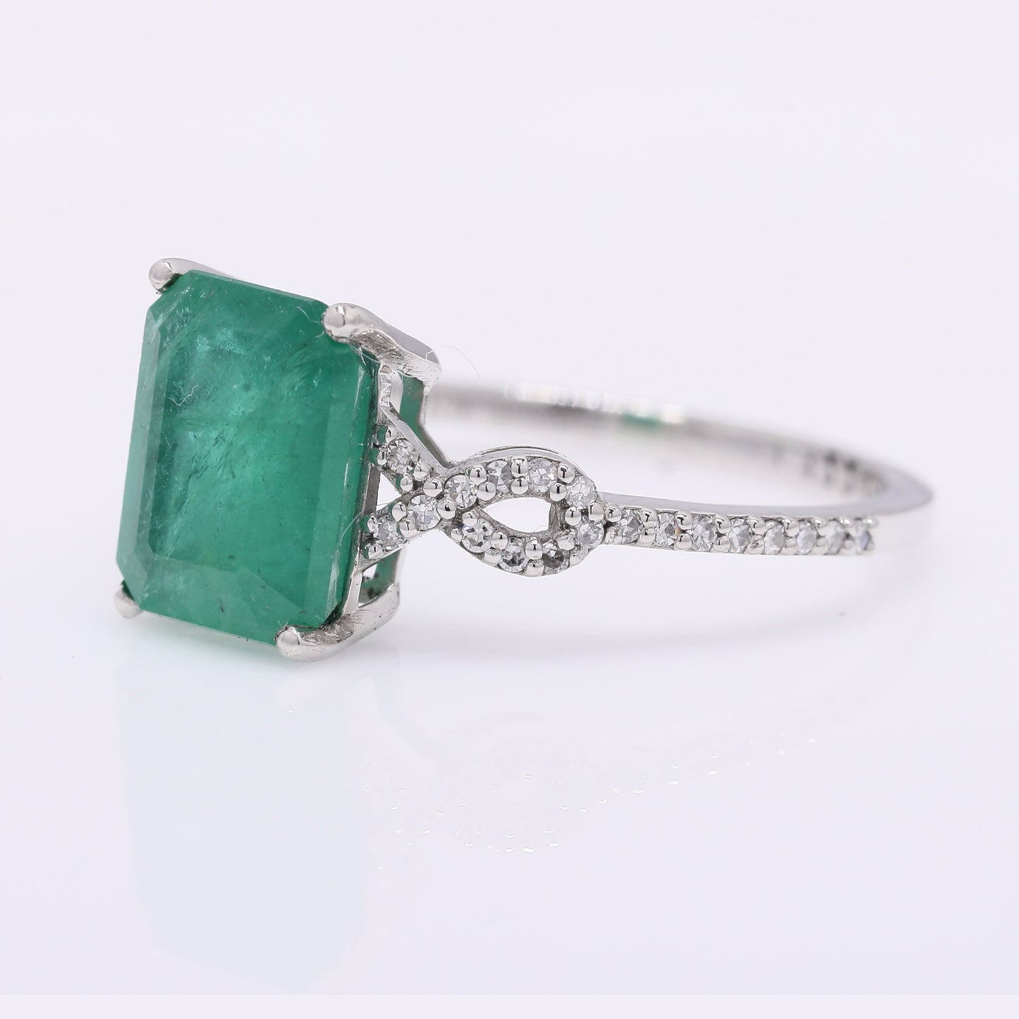 2.22 Ct Octagon Step Cut Natural Emerald 950 Platinum Ring
