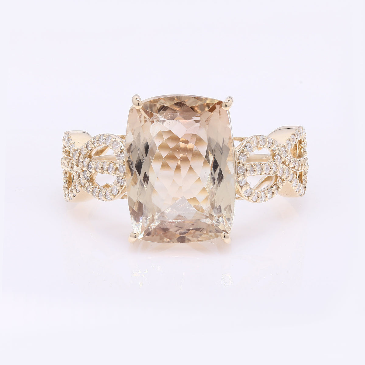 5.36 Ct Rectangular Cushion Mixed Cut Natural Plagioclase Feldspar Sunstone 14K Gold Ring
