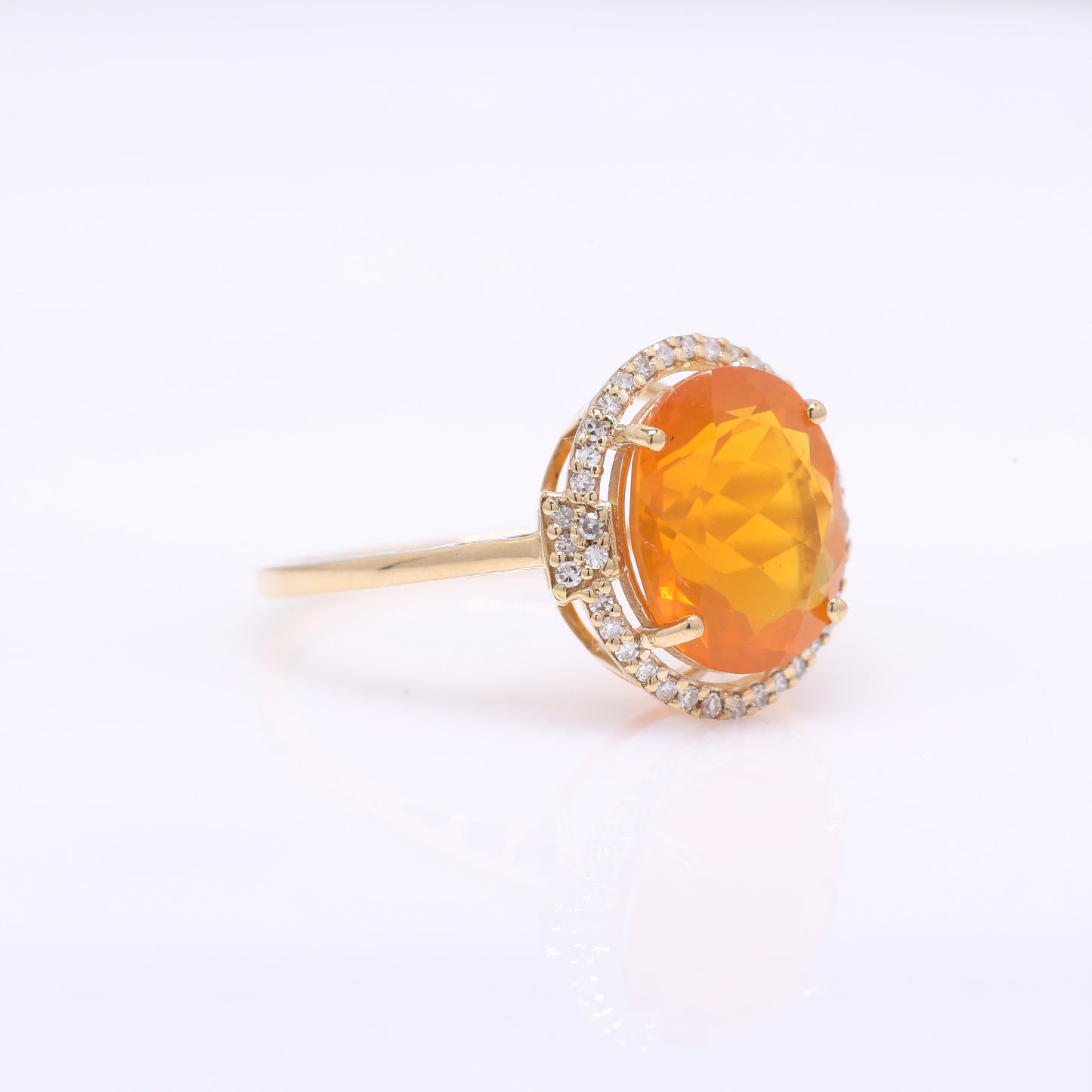 2.72 Ct Oval Mixed Cut Natural Fire Opal 14K Gold Ring