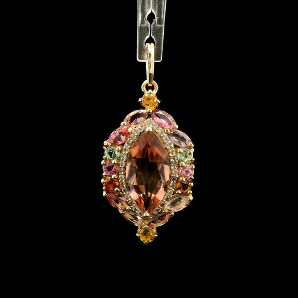 2.42 Ct Marquise Tourmaline 14K Gold Pendant