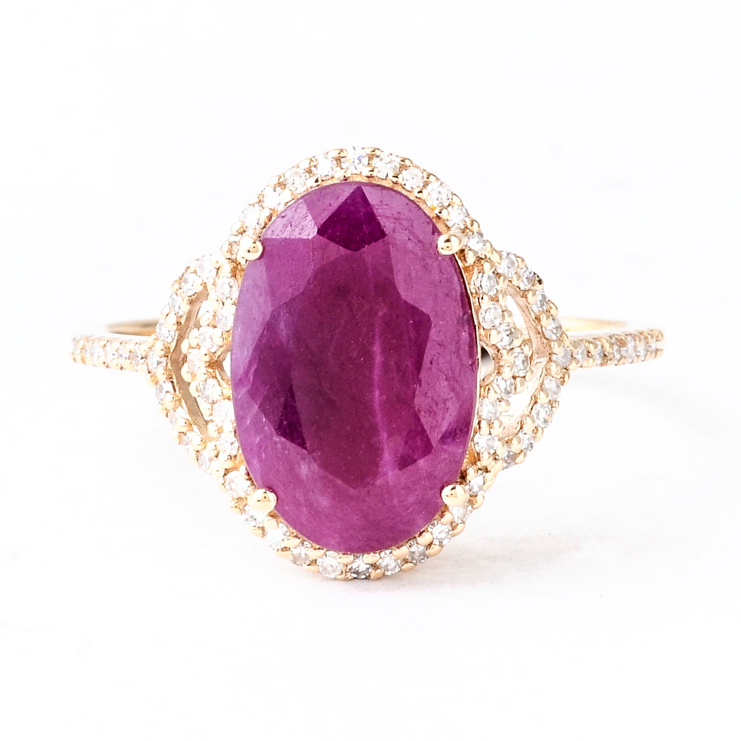 4.41 Ct Oval Mixed Cut Natural Corundum Ruby 14K Gold Ring
