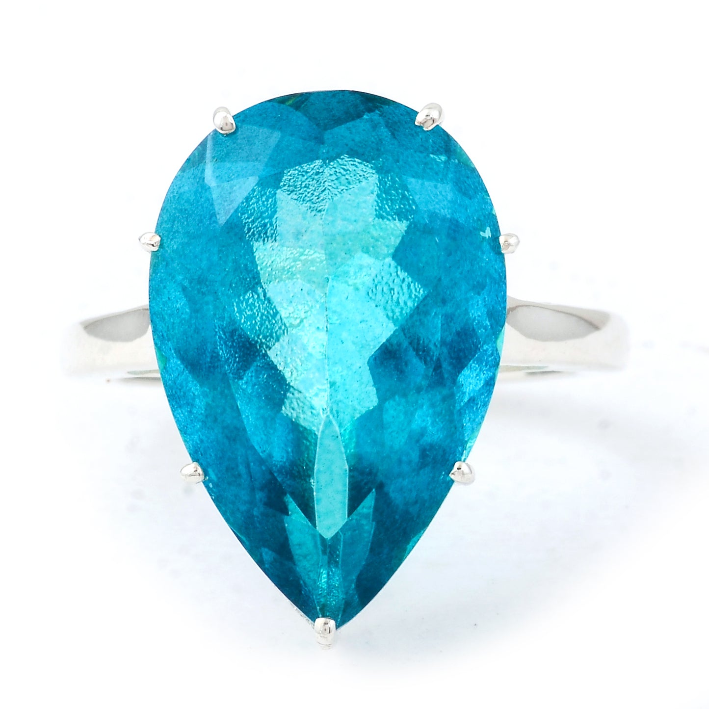 13.41 Ct Pear Pariba Topaz, 925 Sterling Silver Ring