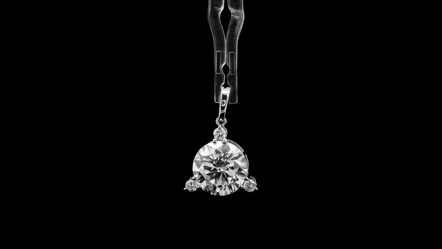 3.34 Ct Round Lab Grown Diamond 14K Gold Pendant